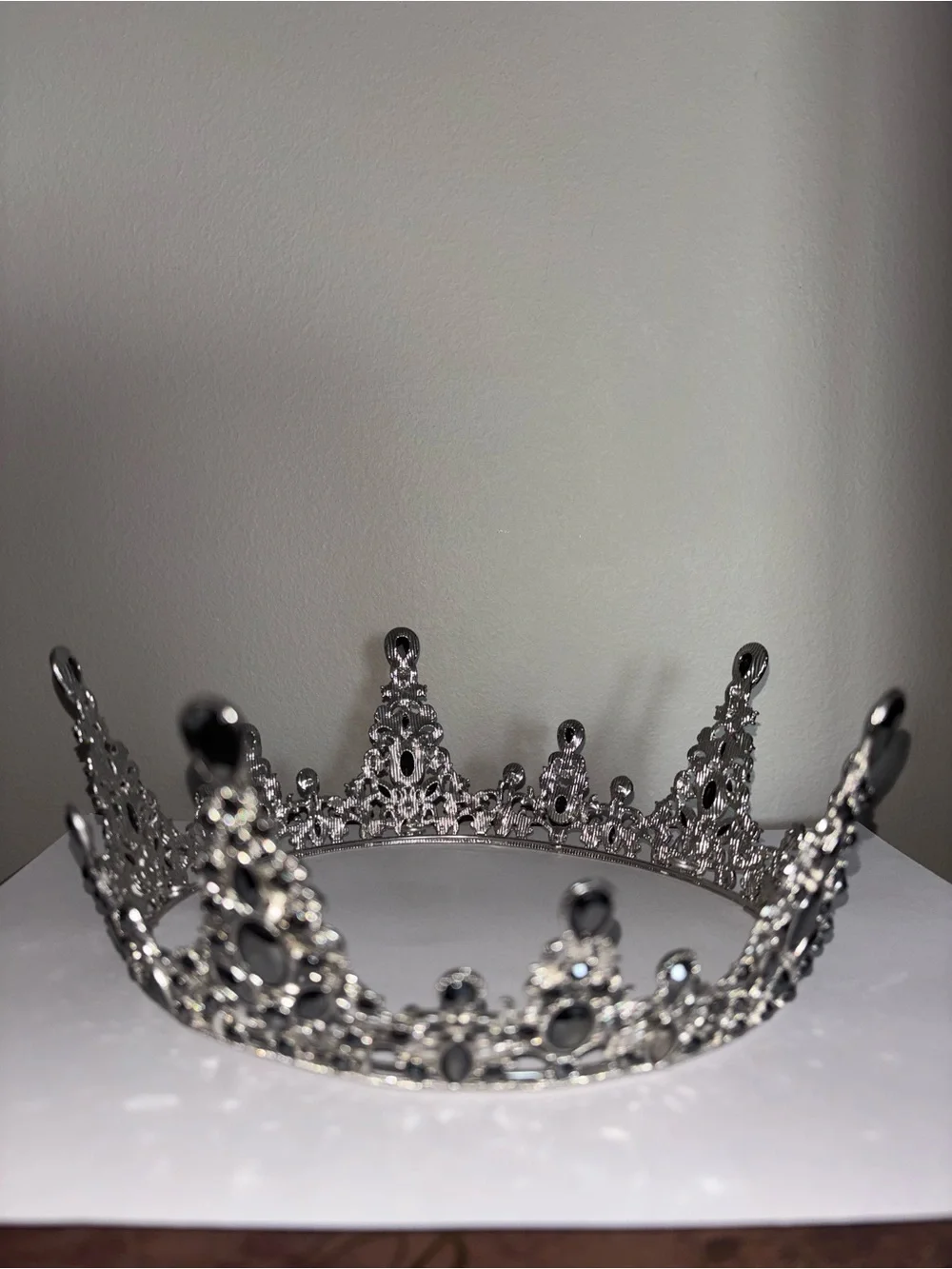 Silver Crown with Black Gems Hair Accessory